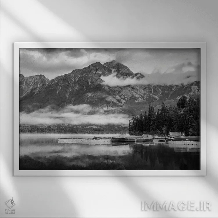 تابلو صبح چشمگیر کوهستانی اثر دن اسپرول - نمای قابدار سفید