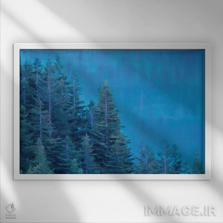 تابلو انعکاس همیشهسبزها اثر دن اسپرول - نمای قابدار سفید