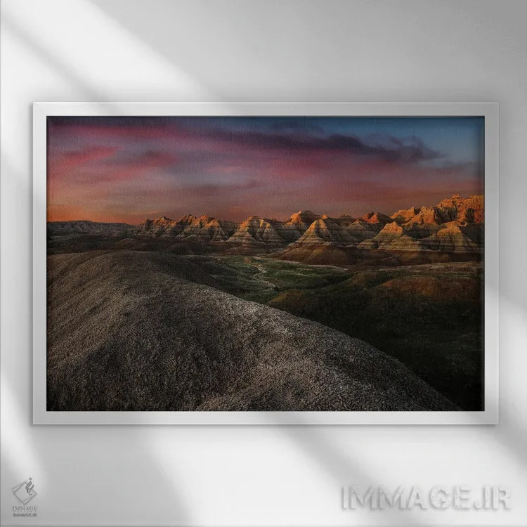 تابلو غروب بر بدلندز اثر دن اسپرول - نمای قابدار سفید