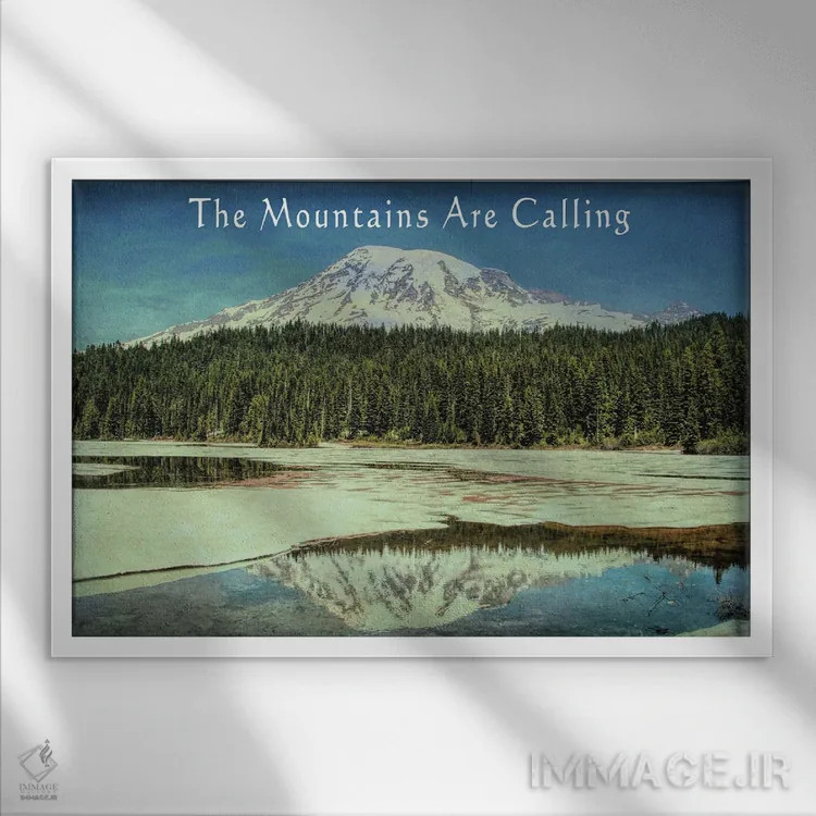 تابلو کوهها فرا میخوانند، رینیر اثر دن اسپرول - نمای قابدار سفید