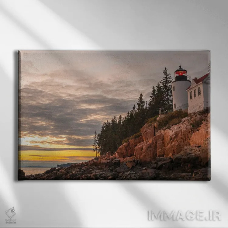 تابلو غروب فانوس دریایی بس هاربور اثر دن اسپرول - نمای روبهرو روی دیوار