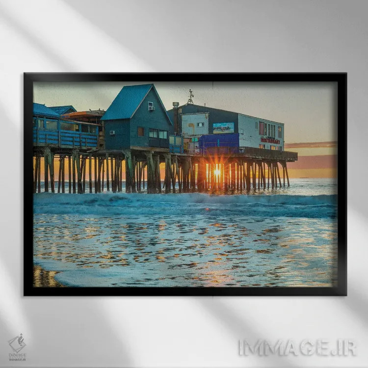 تابلو طلوع اسکله اورچرد قدیمی اثر دن اسپرول - نمای قابدار مشکی