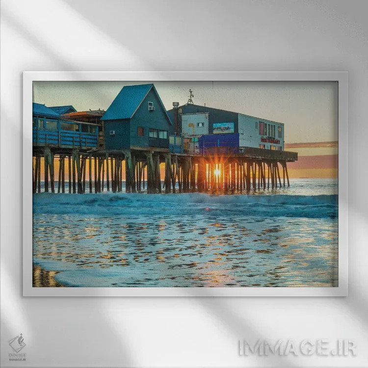 تابلو طلوع اسکله اورچرد قدیمی اثر دن اسپرول - نمای قابدار سفید