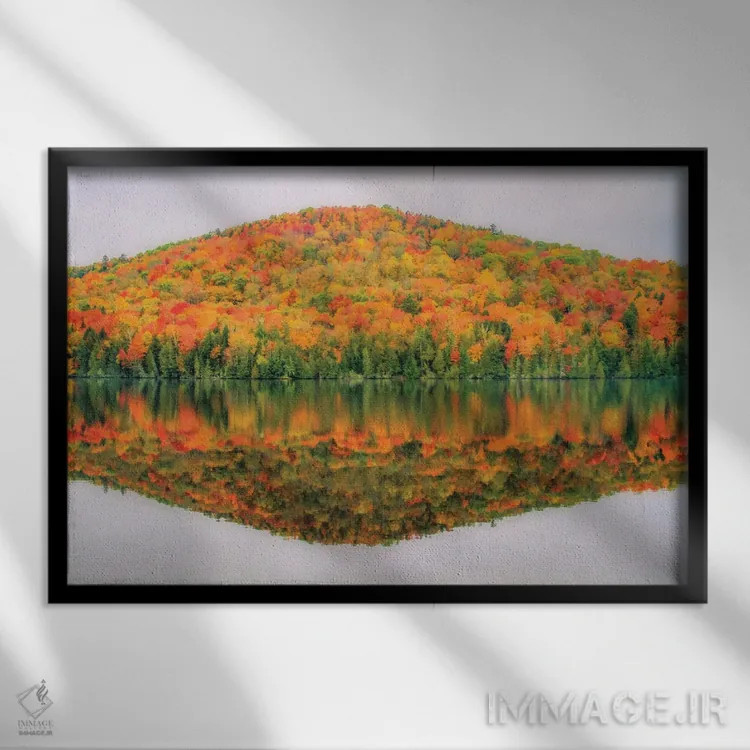 تابلو انعکاس پاییزی اثر دن اسپرول - نمای قابدار مشکی