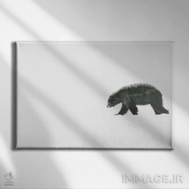 تابلو خرس مینیمال اثر دن اسپرول - نمای روبهرو روی دیوار