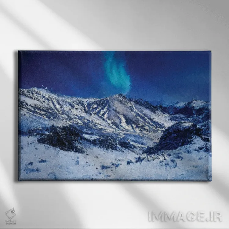 تابلو جادوی زمستان کوهستانی و شفق قطبی اثر دن اسپرول - نمای روبهرو روی دیوار