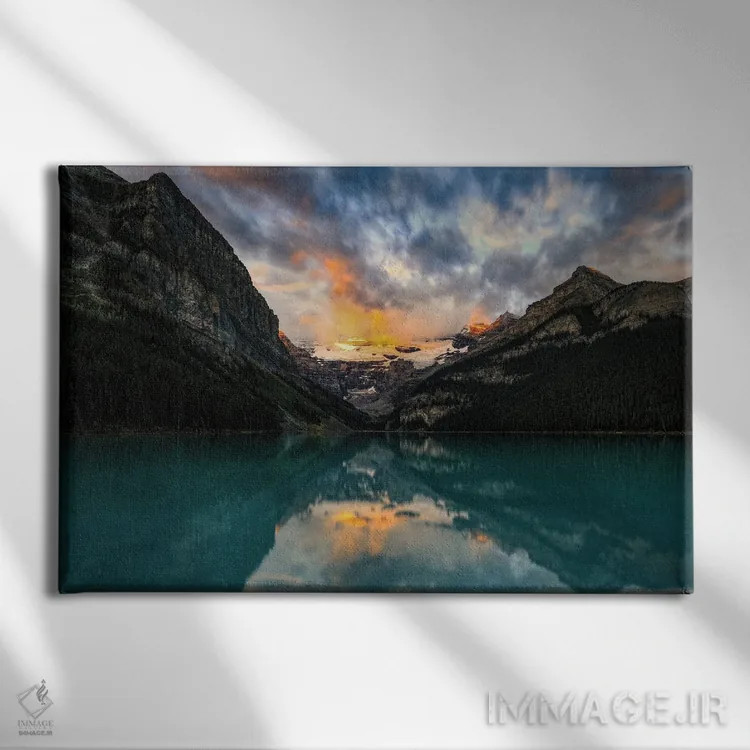 تابلو دریاچه لوییس بافت گرانج اثر دن اسپرول - نمای روبهرو روی دیوار