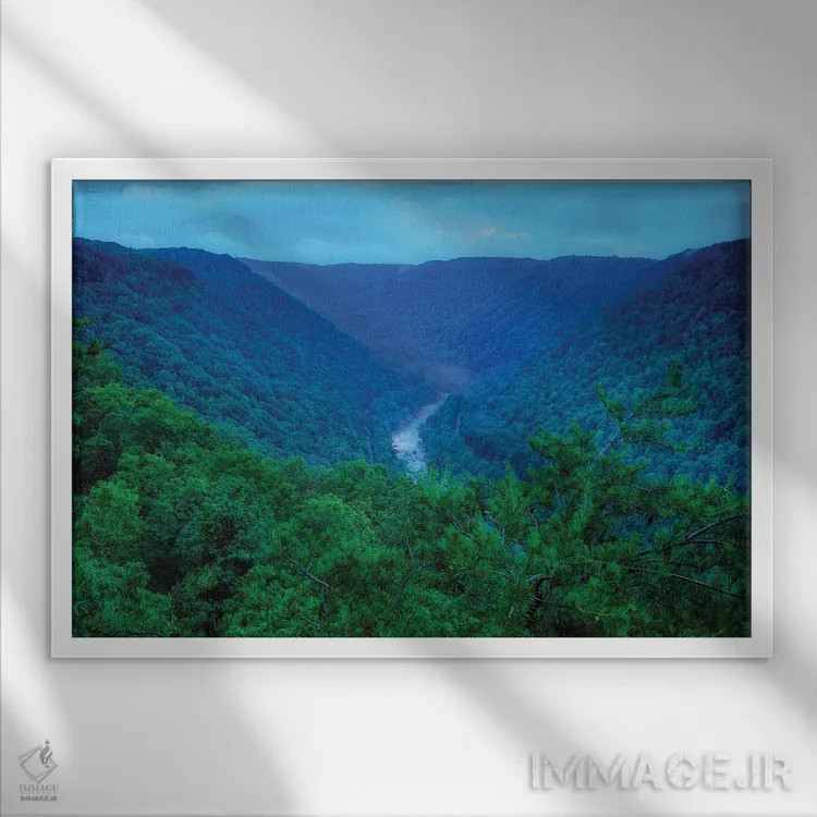 تابلو دره نیو ریور اثر دن اسپرول - نمای قابدار سفید