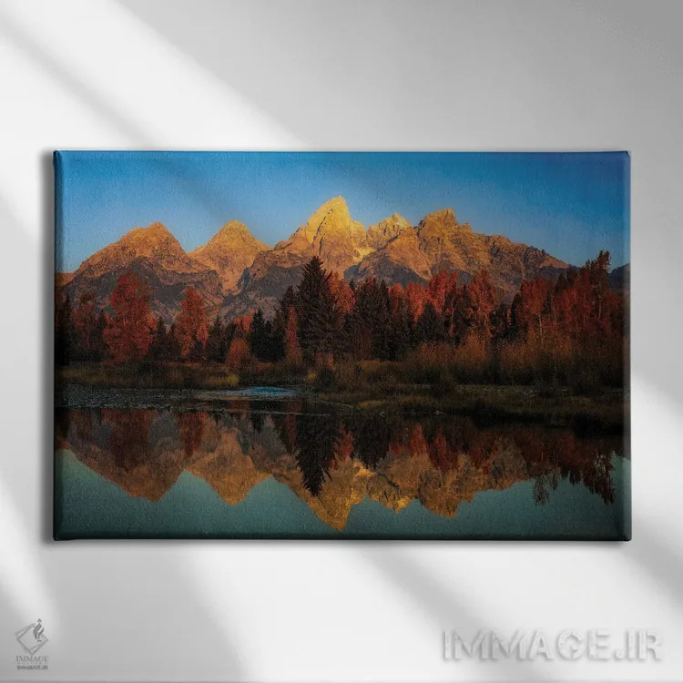 تابلو انعکاس پاییزی بافتدار در تتونها اثر دن اسپرول - نمای روبهرو روی دیوار