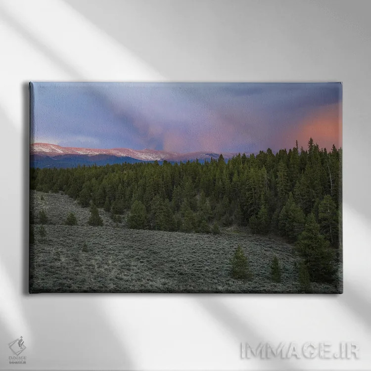 تابلو غروب طبیعت بکر کوه مسیو اثر دن اسپرول - نمای روبهرو روی دیوار