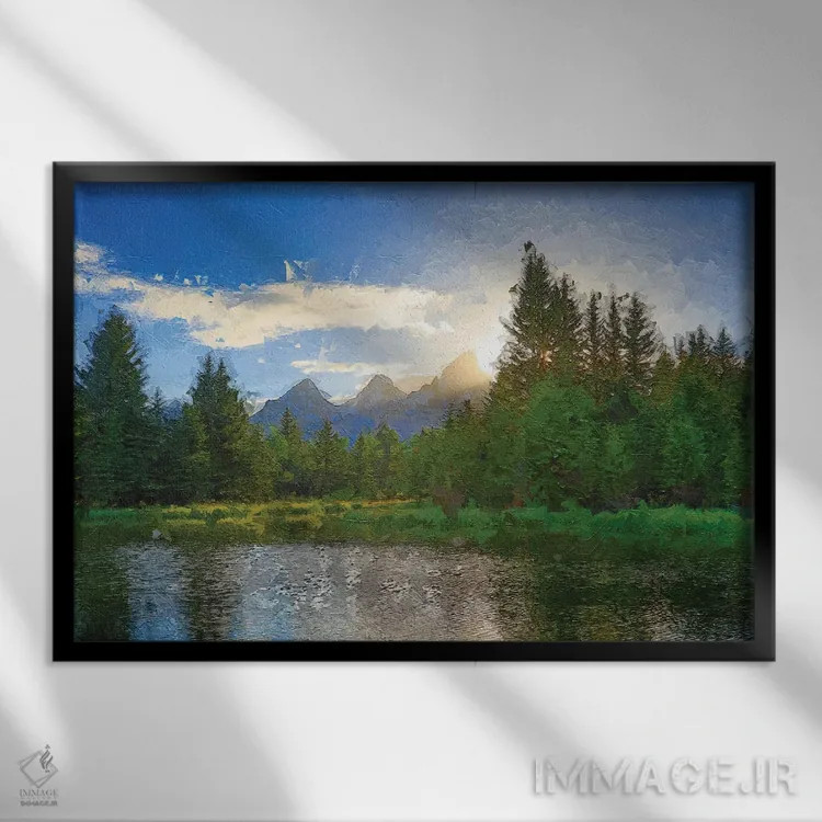 تابلو صبح بهاری بر فراز تتونها اثر دن اسپرول - نمای قابدار مشکی