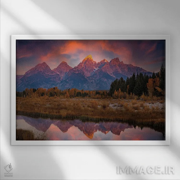 تابلو طلوع پاییزی در شواباکرز اثر دن اسپرول - نمای قابدار سفید