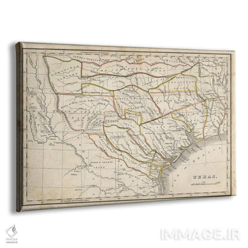 تابلو نقشه تاریخی تگزاس اثر دن اسپرول - نمای پرسپکتیو محصول