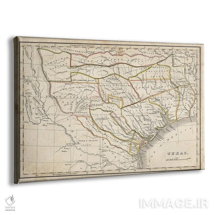 تابلو نقشه تاریخی تگزاس اثر دن اسپرول - نمای پرسپکتیو محصول