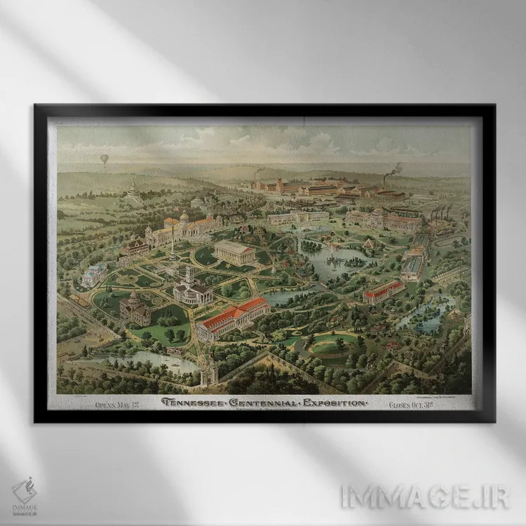 تابلو نمایشگاه صدسالگی تنسی، نشویل، ۱۸۹۷ اثر دن اسپرول - نمای قابدار مشکی
