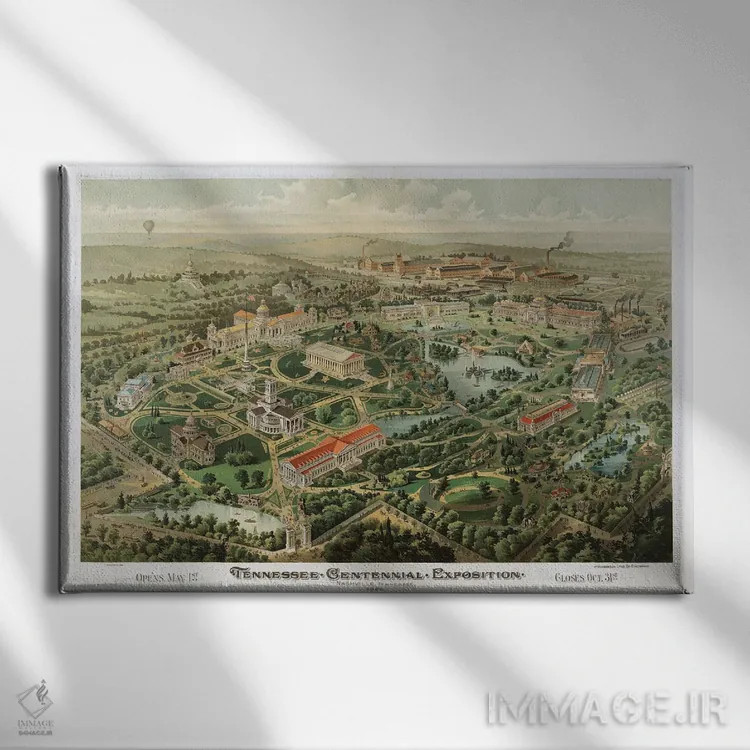 تابلو نمایشگاه صدسالگی تنسی، نشویل، ۱۸۹۷ اثر دن اسپرول - نمای روبهرو روی دیوار