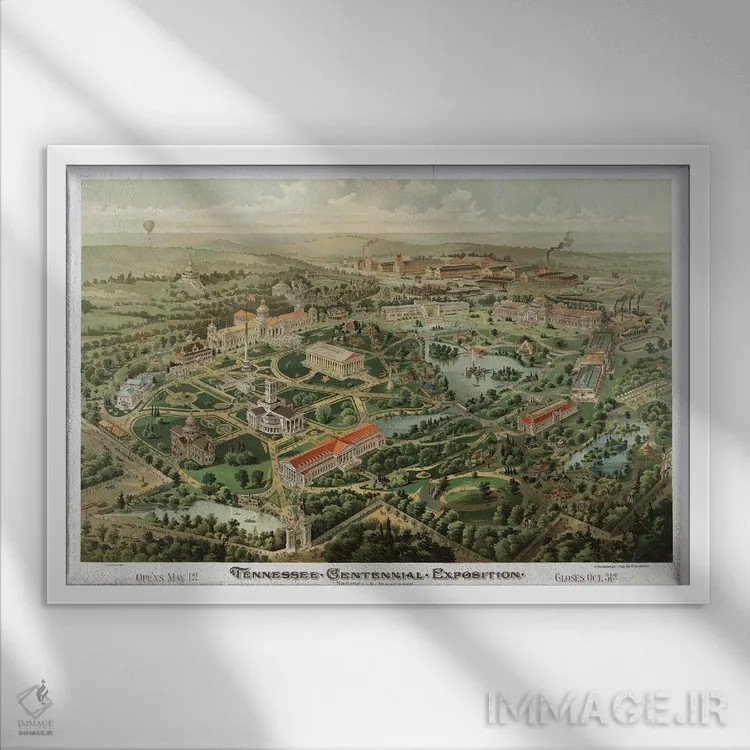 تابلو نمایشگاه صدسالگی تنسی، نشویل، ۱۸۹۷ اثر دن اسپرول - نمای قابدار سفید