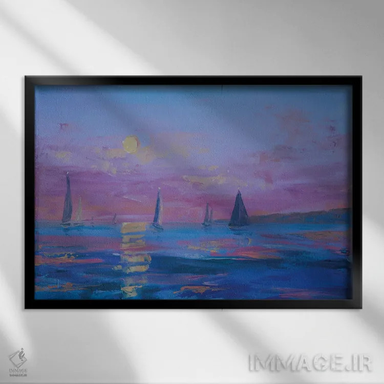 تابلو از جنوا تا سنرمو (ایتالیا) اثر باورا آسهوا - نمای قابدار مشکی