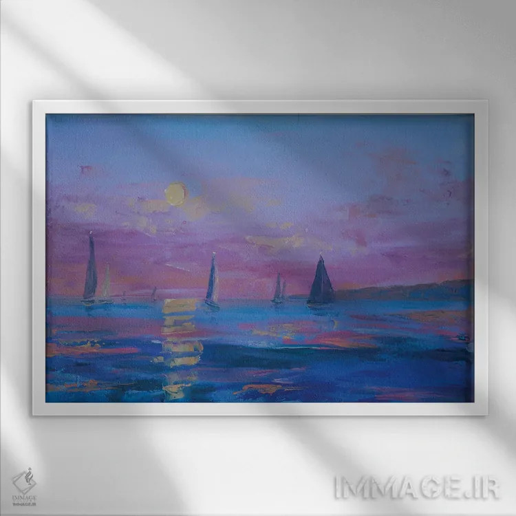 تابلو از جنوا تا سنرمو (ایتالیا) اثر باورا آسهوا - نمای قابدار سفید