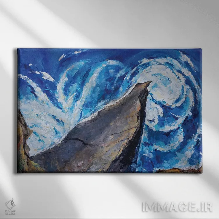 تابلو آبها و صخرههای ورناتزا اثر باورا آسهوا - نمای روبهرو روی دیوار