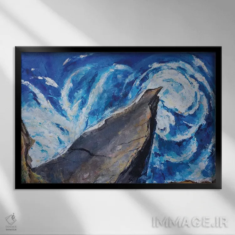 تابلو آبها و صخرههای ورناتزا اثر باورا آسهوا - نمای قابدار مشکی