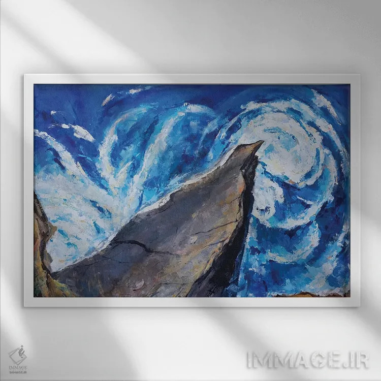 تابلو آبها و صخرههای ورناتزا اثر باورا آسهوا - نمای قابدار سفید