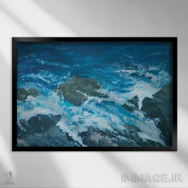 تابلو دریای اژه تیره اثر باورا آسهوا - نمای قابدار مشکی