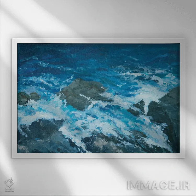 تابلو دریای اژه تیره اثر باورا آسهوا - نمای قابدار سفید