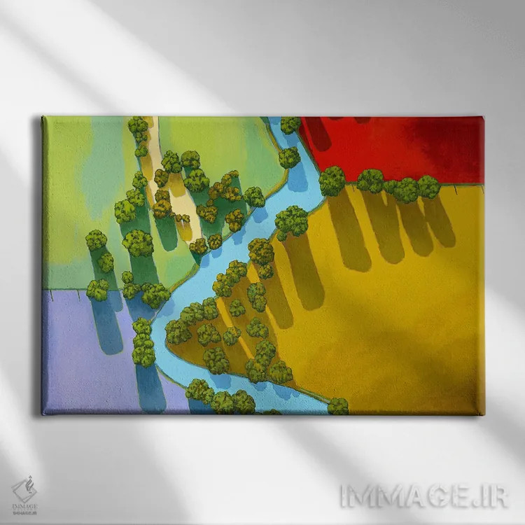 تابلو نمای هوایی دو اثر دان بردشا - نمای روبهرو روی دیوار