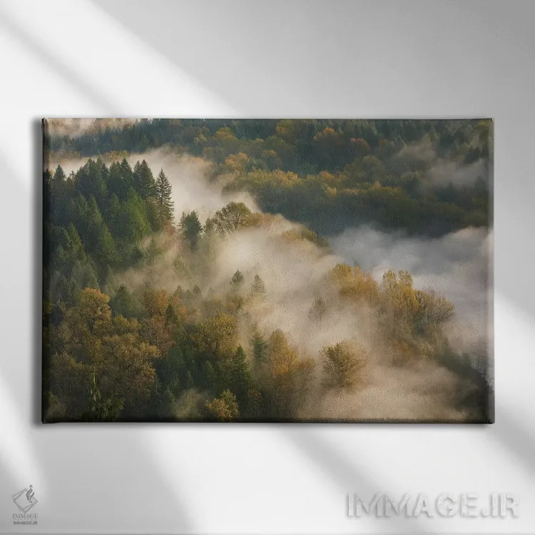 تابلو مه پاییزی طلایی اثر داتلیش - نمای روبهرو روی دیوار
