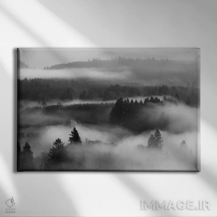 تابلو جادوی جنگل مهآلود اثر داتلیش - نمای روبهرو روی دیوار