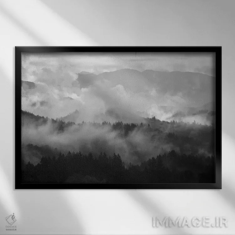 تابلو خواب مه کوهستان یک اثر داتلیش - نمای قابدار مشکی