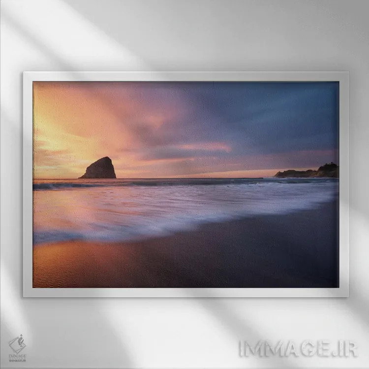 تابلو موجهای رزگلد اثر داتلیش - نمای قابدار سفید