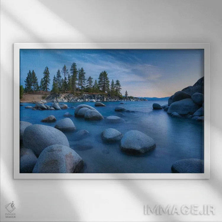 تابلو آبیهای سنگ بزرگ اثر داتلیش - نمای قابدار سفید