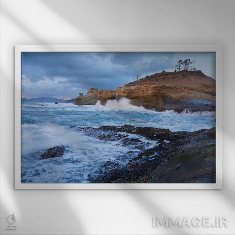 تابلو تاج ماسهسنگی اثر داتلیش - نمای قابدار سفید