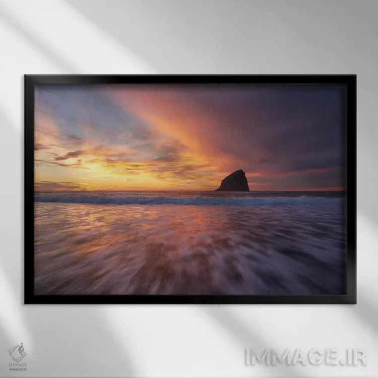 تابلو رنگ غروب اثر داتلیش - نمای قابدار مشکی