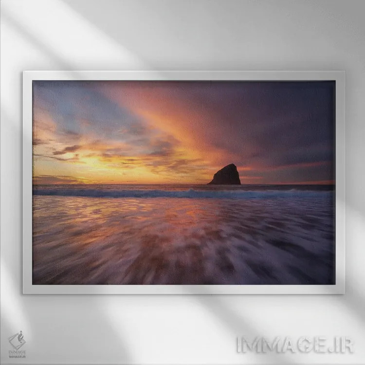 تابلو رنگ غروب اثر داتلیش - نمای قابدار سفید