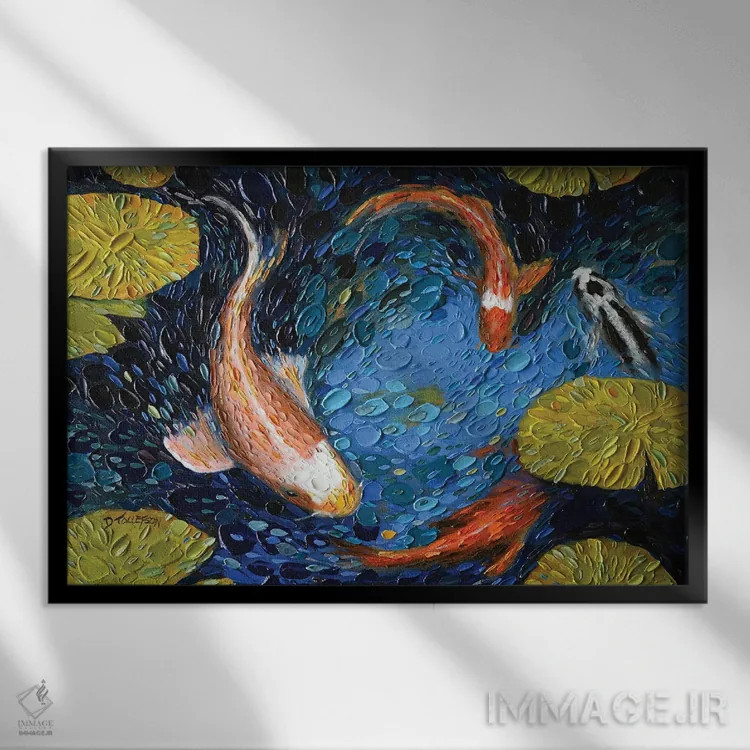 تابلو حوض ماهی کوی اثر دنا تولفسون - نمای قابدار مشکی