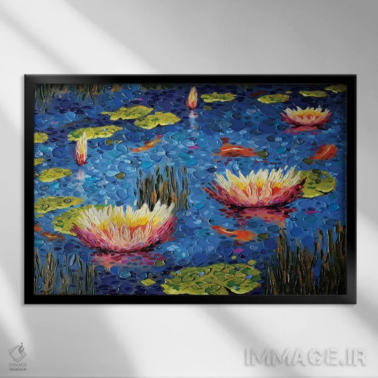 تابلو شادمانی حوض ماهی کوی اثر دنا تولفسون - نمای قابدار مشکی