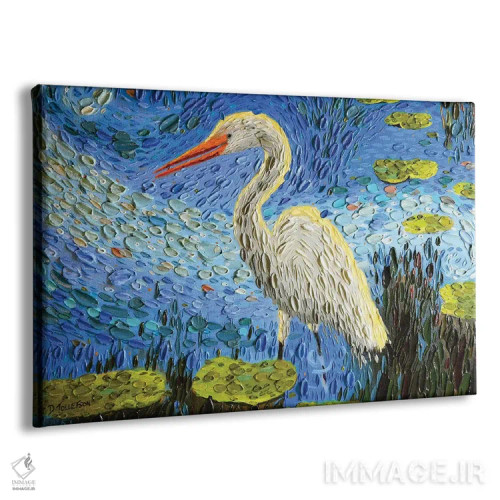 تابلو برکه اگرت (پرنده ماهیخور سفید) اثر دنا تولفسون - نمای پرسپکتیو محصول