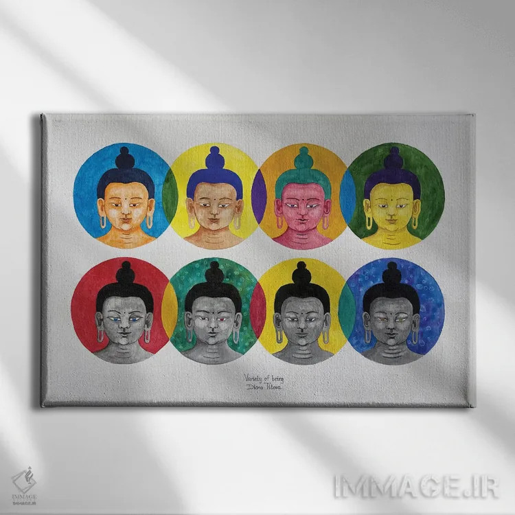 تابلو تنوع هستی اثر دیانا تیتووا - نمای روبهرو روی دیوار