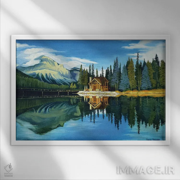 تابلو دریاچه لوییس اثر دیانا تیتووا - نمای قابدار سفید