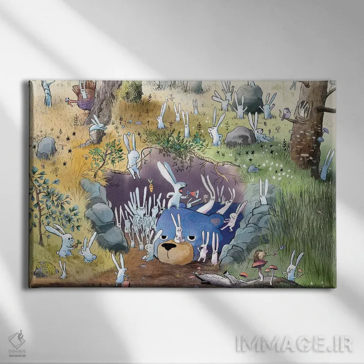 تابلو دورهمی خانوادگی اثر دن تاویس - نمای روبهرو روی دیوار