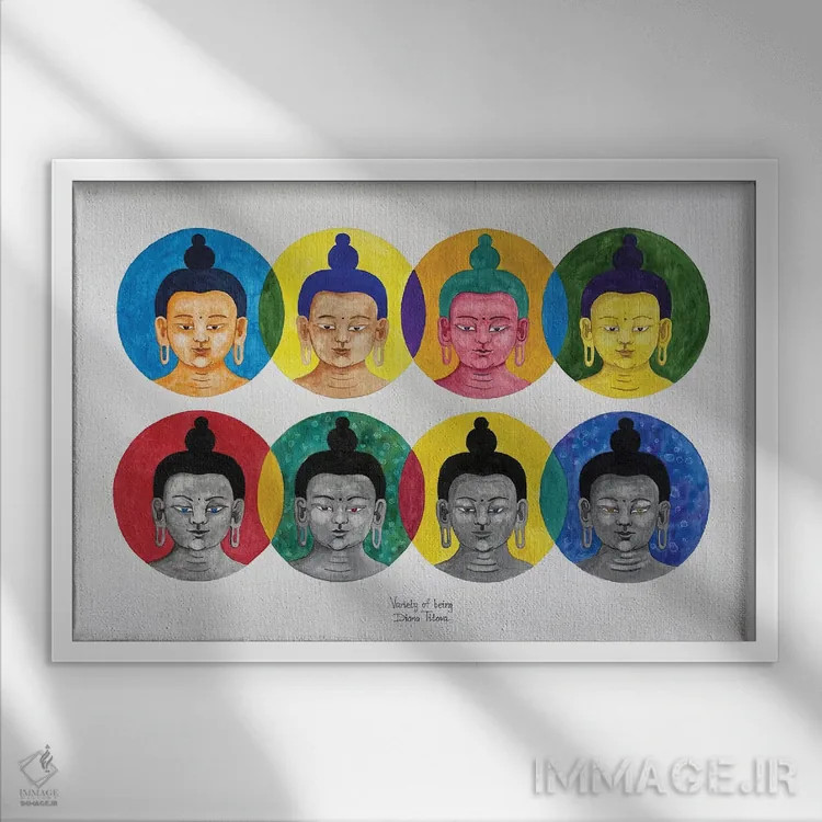 تابلو تنوع هستی اثر دیانا تیتووا - نمای قابدار سفید