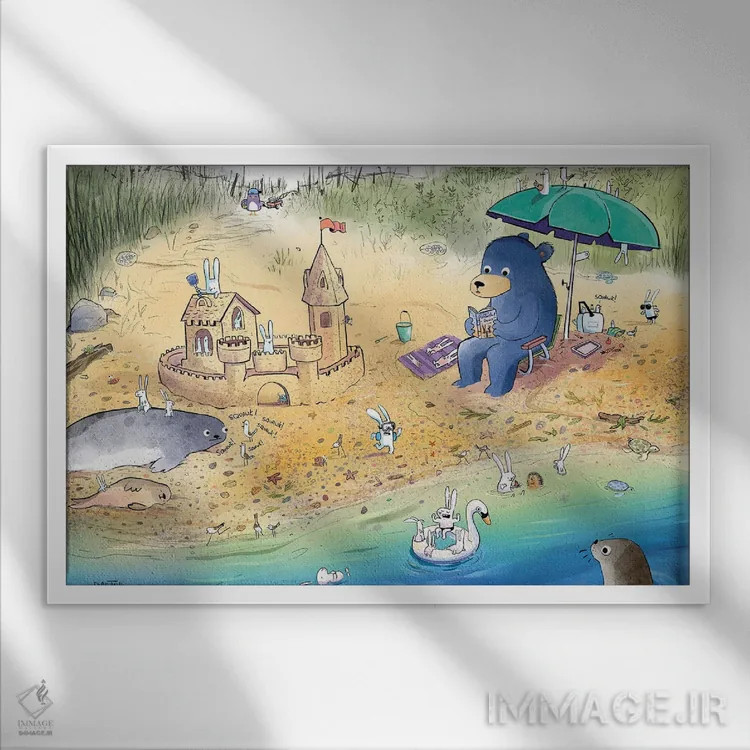 تابلو روز ساحلی هر روز اثر دن تاویس - نمای قابدار سفید