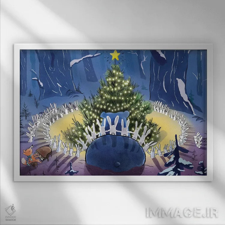 تابلو روز کریسمس اثر دن تاویس - نمای قابدار سفید