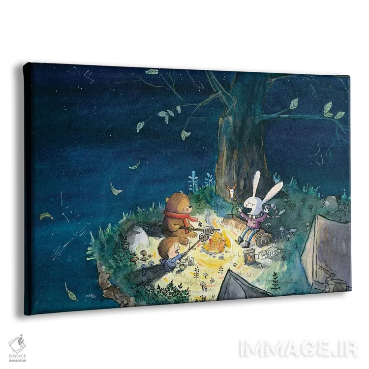 تابلو شب پرستاره کنار آتش اثر دن تاویس - نمای پرسپکتیو محصول