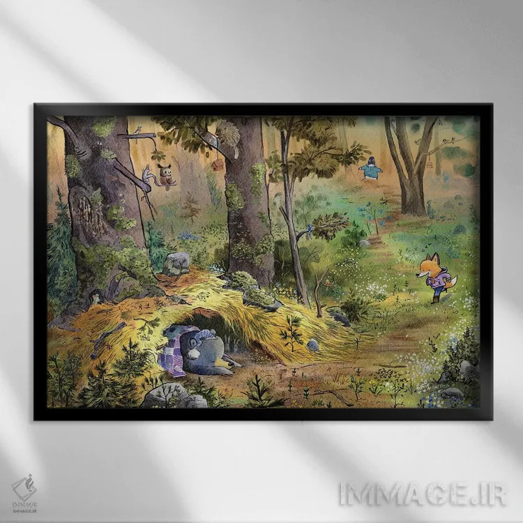 تابلو بیداری بهار اثر دن تاویس - نمای قابدار مشکی