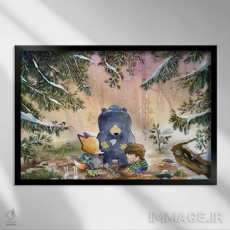 تابلو در پایان زمستان اثر دن تاویس - نمای قابدار مشکی