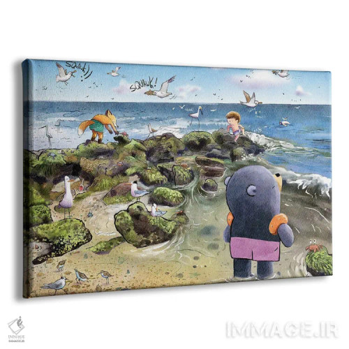 تابلو روز ساحل با دوستان اثر دن تاویس - نمای پرسپکتیو محصول